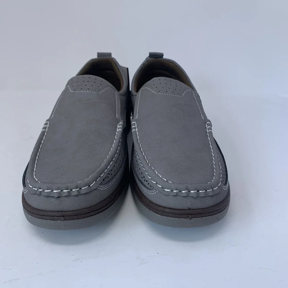 Aston Marc Newport H-7042 Loafers Men's 9 Gray Moc Toe Casual Slip On Shoes 8104